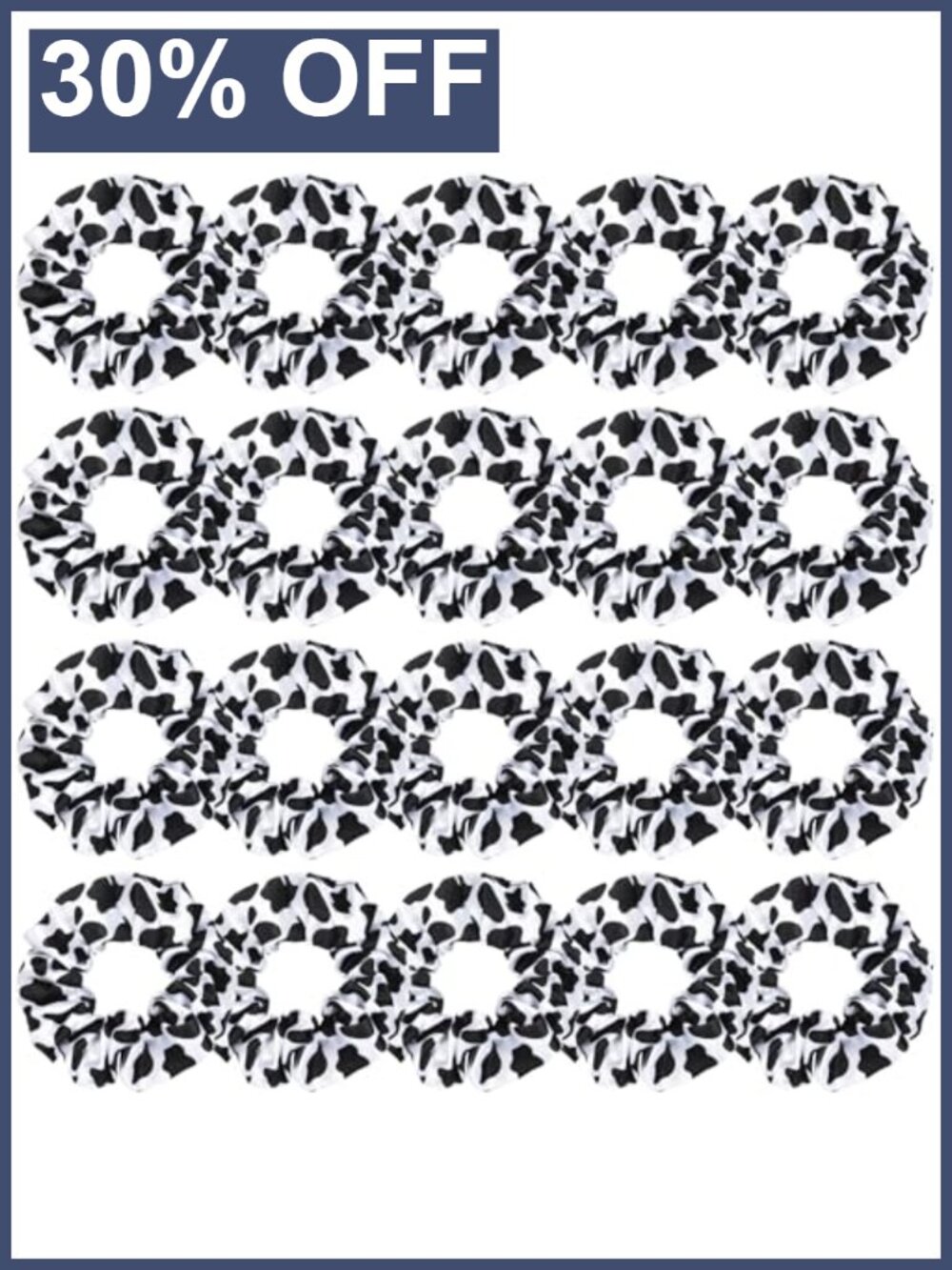 20 Pc Cow Print Scrunchies Polyester Hair Ties Set